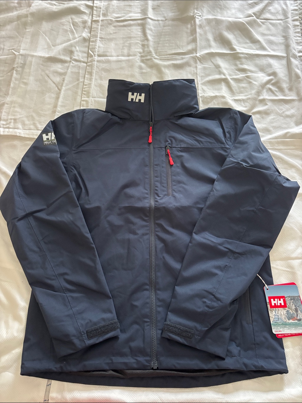New Helly Hansen Crew Hooded Jacket Navy Sz Medium — image 2 of 8